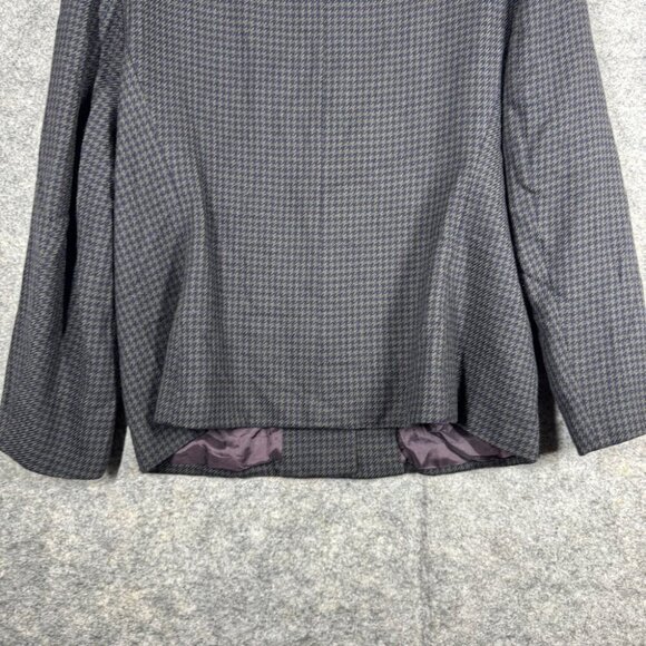 Vintage Devonshire Cream Gold Buttons Wool Houndstooth Boxy Blazer Size 14 - Picture 13 of 16